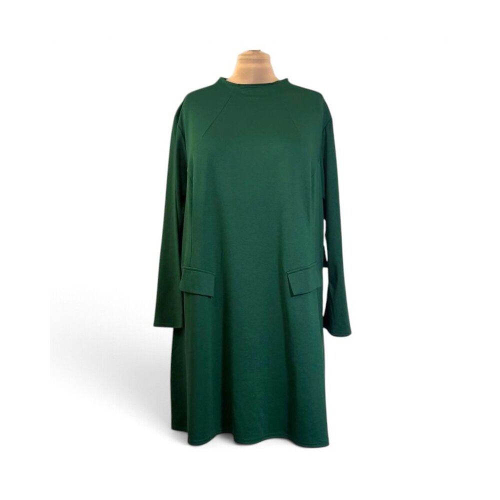 Ashley Stewart Split Bell Cuff Mini Green Knit Dress, NWT! Size 34/36